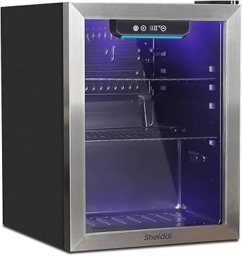 Shelddi」 小型冷蔵庫 48L ステンレス製フレーム 温度設定3-16